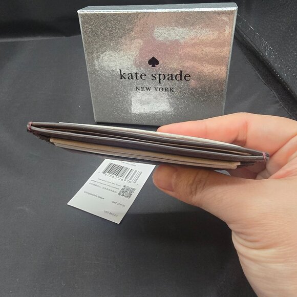 Kate Spade Boxed Shimmy Glitter Fabric Small Slim Card Holder Case K4712 - Picture 5 of 6